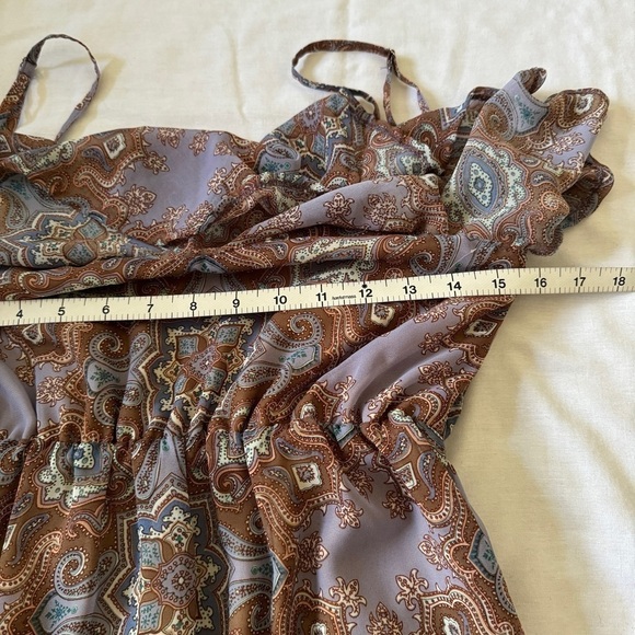 Altar’d State Small Maxi Dress ~ Geometric Ruffle Spaghetti Straps BOHO Party - Picture 4 of 6